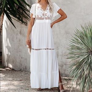 White embroidered dress long maxi dress. BNWT